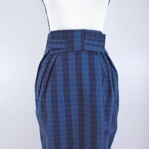 Vintage Y2K WALTER blue and black checked high waist pencil skirt Size 2 US 26W